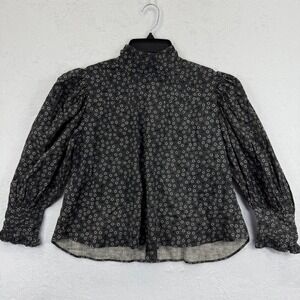 LoveShackFancy XS Floral Mock Neck Blouse Long Sleeve‎ Top Boho Chic NWOT
